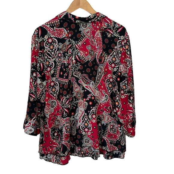 CJ Banks Top Womens 3X Floral Paisley Multicolor Career Casual Office Button Up - Picture 3 of 7